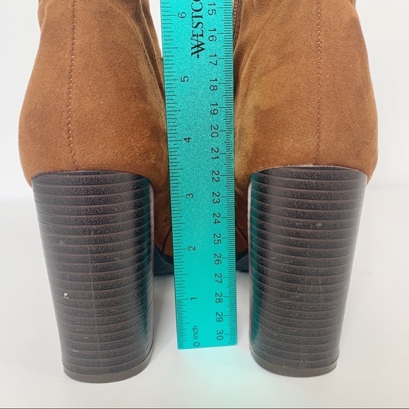 Bamboo Heel Brown Suede Boots Chestnut Color Sz‎ 7 - Picture 3 of 10